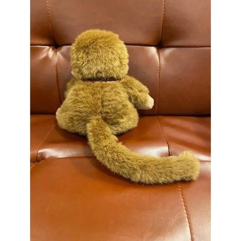Vintage Robinson Plush Monkey Brown Shaggy Long Tail Stuffed Animal with Scarf